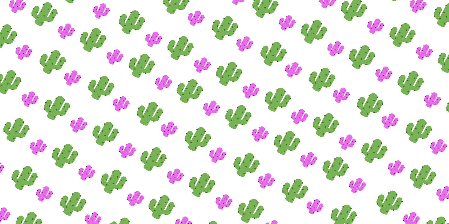InkBird Print Studio vinyl gift wrap with green cacti and purple florals on white; seamless, adhesive, vibrant, sized for gifts.