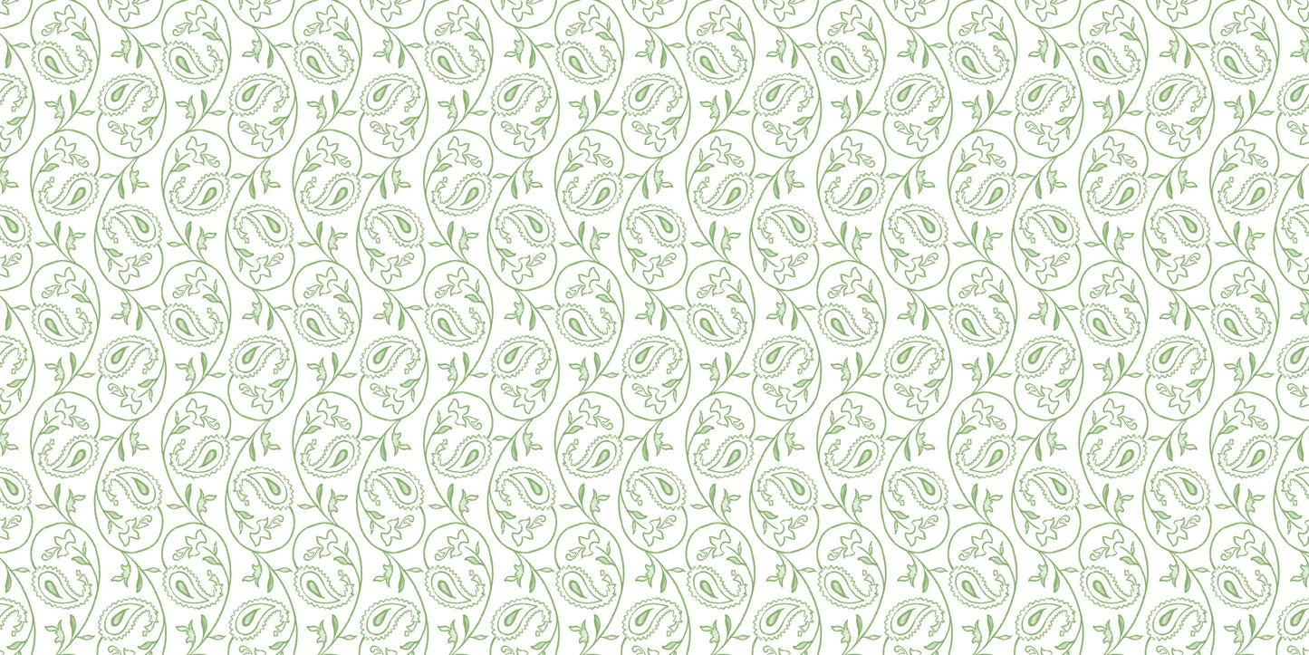 InkBird Print Studio vinyl gift wrap with light green paisley and floral on white; adhesive-backed, soft elegant design, 24x30 sheets.
