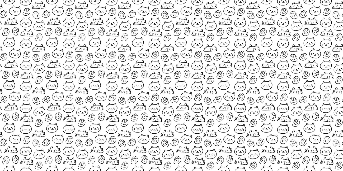 InkBird Print Studio vinyl gift wrap, black and white cat face pattern, seamless design, various expressions, ideal for custom wrapping.