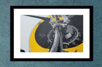 Unframed WWII TMB-3 Avenger 309 airplane screen print, six-color ink on paper by Claire Davis of InkBird Print Studio; bold vintage bomber art.