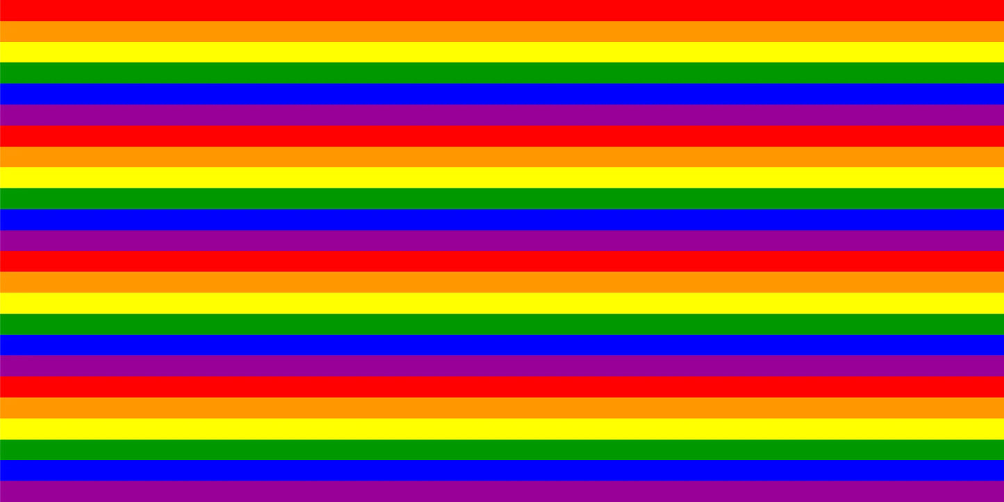 InkBird Print Studios vinyl wrapping paper, 30-inch roll, features bold rainbow horizontal stripes in red, orange, yellow, green, blue, and purple.
