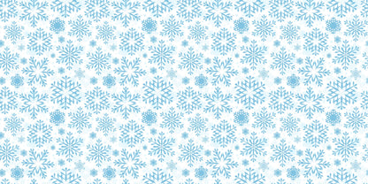 InkBird Print Studio’s glossy vinyl wrapping paper with light blue snowflake pattern on white, perfect for festive gift presentation.